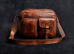 Genuine Leather Mens Cool Messenger Bag Chest Bag Bike Bag Cycling Bag for men