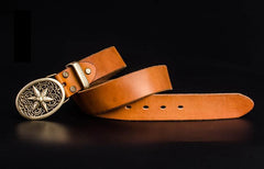 Handmade Genuine Leather Punk Rock Western Country Star of David Mens Cool Men Biker Trucker Leather Belt