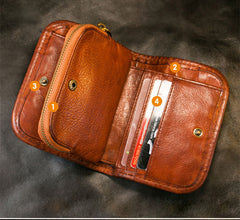 Handmade Leather Mens Chain Biker Wallet Cool Leather Wallet Long Phone Wallets for Men