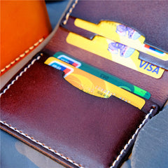 Handmade Leather Mens Cool Slim Front Pocket Card Wallet Leather Wallet Men Small Wallets  for Men