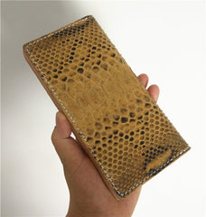 [On Sale] Handmade Vintage Mens Snake Skin Long Wallets Bifold Long Wallet for Men - iwalletsmen