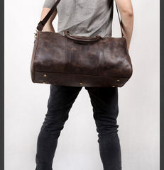 Genuine Leather Mens Cool Weekender Bag Travel Bag Duffle Bags Overnight Bag Holdall Bag for men