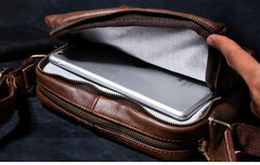 Genuine Leather Mens Cool Messenger Bag Square Bag Chest Bag Bike Bag Cycling Bag for men