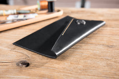 Handmade Leather Mens Clutch Cool Slim Wallet Envelope Clutch Wallet for Men