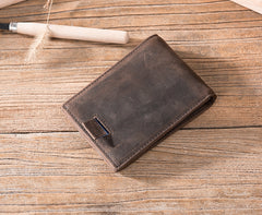 Handmade Leather Mens Cool billfold Wallet Card Holder Small Card Slim Wallets for Men