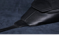 Genuine Leather Mens Cool Chest Bag Sling Bag Crossbody Bag Travel Bag Hiking Bag for men