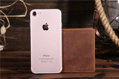 Handmade Leather Mens Cool Slim Leather Wallet Card Wallet Holders Men Small Wallets Bifold for Men