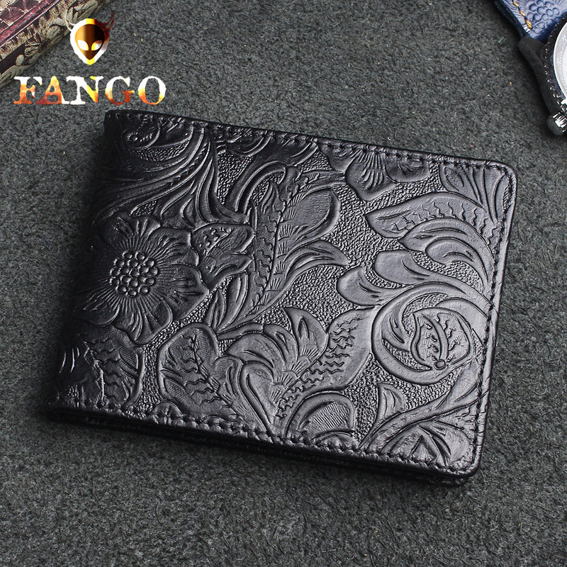 Black Leather ID Holder Wallet Womens ID Card Holder Wallet Floral Wallet with ID Window men's id wallet​