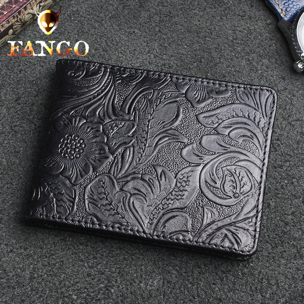 Black Leather ID Holder Wallet Womens ID Card Holder Wallet Floral Wallet with ID Window men's id wallet​