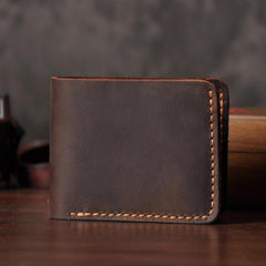 Handmade Leather Mens Cool Slim Leather Wallet Men Small Wallets Bifold for Men