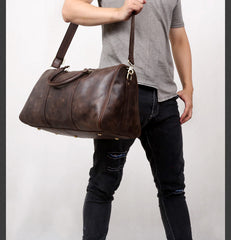 Genuine Leather Mens Cool Weekender Bag Travel Bag Duffle Bags Overnight Bag Holdall Bag for men