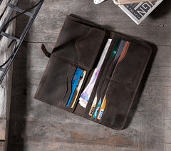 Handmade Leather Mens Clutch Wallet Cool Leather Wallet Long Phone Wallets for Men - iwalletsmen