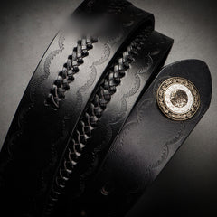 Handmade Genuine Leather Mens Belt Custom Cool Leather Men Black Belt for Men