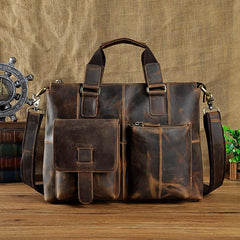 Cool Mens Leather Briefcase Cool Business Briefcases Vintage Shoulder Bag For Men - iwalletsmen