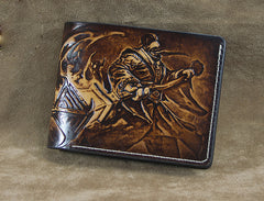 Handmade Leather Tooled Jax Grandmaster at Arms League of Legends Mens billfold Wallet Cool Leather Wallet Slim Wallet for Men