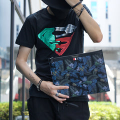 Handmade Leather Mens Clutch Parrots Cool Slim Wallet Zipper Clutch Wristlet Wallet for Men - iwalletsmen