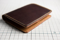 Handmade Leather Mens Cool Slim Leather Wallet Men Small Wallets Bifold for Men