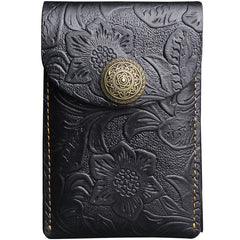 Handmade Leather Floral Mens Cool billfold Wallet Card Holder Small Card Slim Wallets for Men