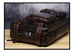 Genuine Leather Mens Cool Messenger Bag Briefcase Backpack Bag Travel Bag for Men