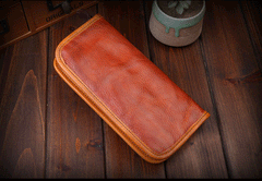 Handmade Leather Mens Clutch Wallet Cool Leather Wallet Long Phone Wallets for Men