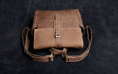Genuine Leather Mens Cool Backpack Sling Bag Large Black Travel Bag Hiking Bag for men