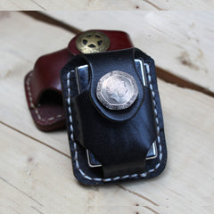 Cool Mens Leather Zippo Lighter Pouches with Loop Biker Zippo lighter cases with Clip - iwalletsmen