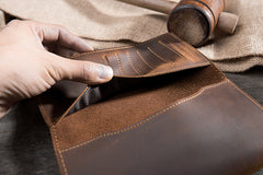 Handmade Leather Mens Clutch Wallet Cool Leather Wallet Long Phone Wallets for Men