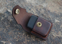 Handmade Cool Mens Leather Zippo Lighter Cases with Loop Zippo lighter Holder with clips - iwalletsmen