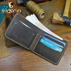 Handmade Leather Mens Cool Slim Leather Wallet Men billfold Wallets Bifold for Men