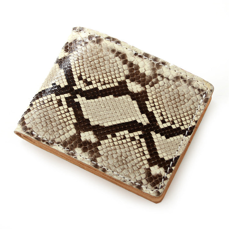 [On Sale] Cool Handmade Mens Billfold Wallet Black Snake Skin Small Wallet Slim Wallet billfold Wallet - iwalletsmen