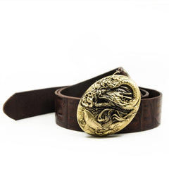 Handmade Genuine Leather Punk Rock Western Country Carp Chinese Dargon Mens Cool Men Biker Trucker Leather Belt