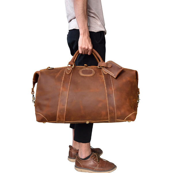 Cool Vintage Leather Mens Duffle Bags Weekender Bags Overnight Bag Travel Bag - iwalletsmen