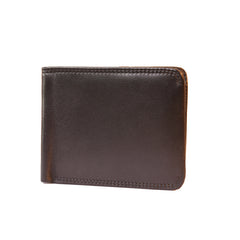 Genuine Leather Mens Cool billfold Leather Wallet Men Small Wallets Bifold for Men - iwalletsmen