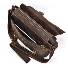 Leather Men Vintage Coffee Messenger Bag Shoulder Bag for Men - iwalletsmen