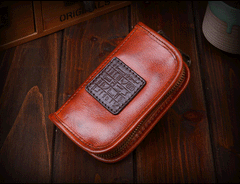 Genuine Leather Mens Cool Key Wallet Car Key Holder Car Key Case for Camel Men