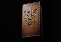 Handmade Leather Tooled Diablo Mens Long Wallet Cool Leather Wallet Clutch Wallet for Men