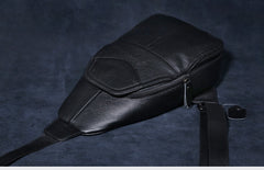 Genuine Leather Mens Cool Chest Bag Sling Bag Crossbody Bag Travel Bag Hiking Bag for men