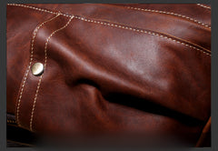 Genuine Leather Mens Cool Chest Bag Sling Bag Crossbody Bag Travel Bag Hiking Bag for men