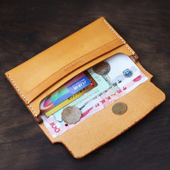 Cool Handmade Wooden Brown Leather Mens Wallet Small Card Holder Coin Wallet for Men - iwalletsmen