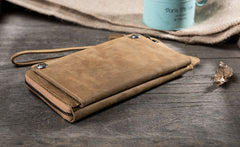 Handmade Leather Mens Cool Long Chain Wallet Phone Biker Trucker Wristlet Wallet