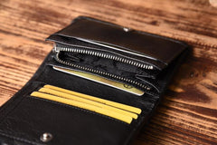 Handmade Mens Cool billfold Leather Wallet Men Small Slim Wallets Bifold for Men