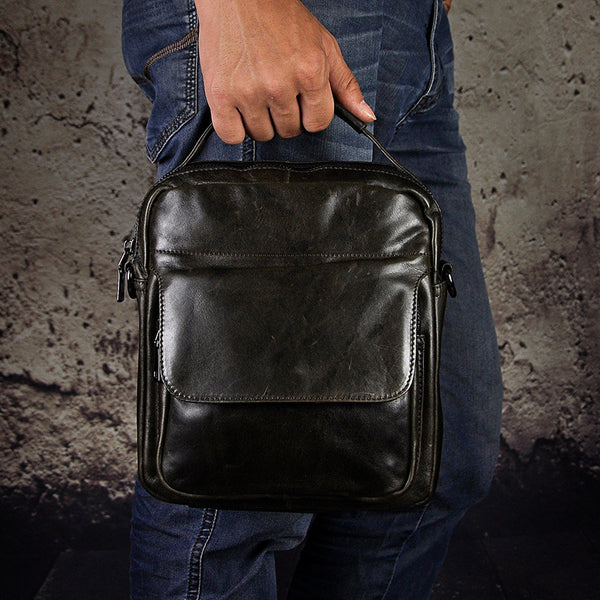 Cool Mens Leather Small Messenger Bag Vintage CrossBody Bag Handbags Shoulder Bag For Men - iwalletsmen