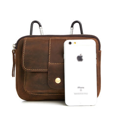 Leather Belt Pouch Mens Cases Waist Bag Hip Pack Belt Bag Fanny Pack Bumbag for Men