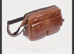 Genuine Leather Mens Cool Messenger Bag Chest Bag Bike Bag Cycling Bag for men