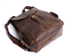 Handmade Leather Mens Cool Backpack Sling Bag Large Black Travel Bag Hiking Bag for men