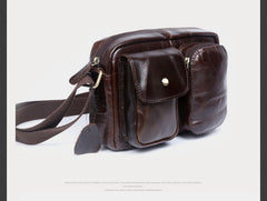 Genuine Leather Mens Cool Messenger Bag Chest Bag Bike Bag Cycling Bag for men