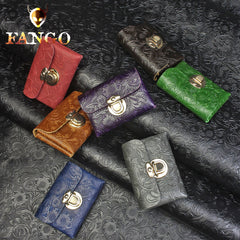 Handmade Leather Floral Mens Cool billfold Wallet Card Holder Small Card Slim Wallets for Men