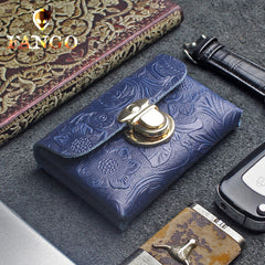 Handmade Leather Floral Mens Cool billfold Wallet Card Holder Small Card Slim Wallets for Men