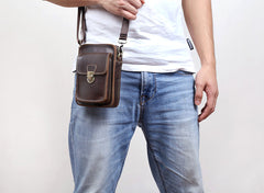 Leather Belt Pouch Mens Small Cases Waist Bag Hip Pack Belt Bag Fanny Pack Bumbag for Men