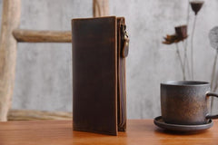 Handmade Leather Mens Cool Long Leather Wallet Cards Clutch Wallet for Men - iwalletsmen